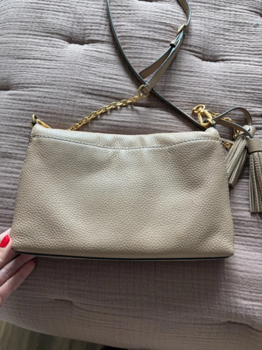 Tory Burch cross body purse tan